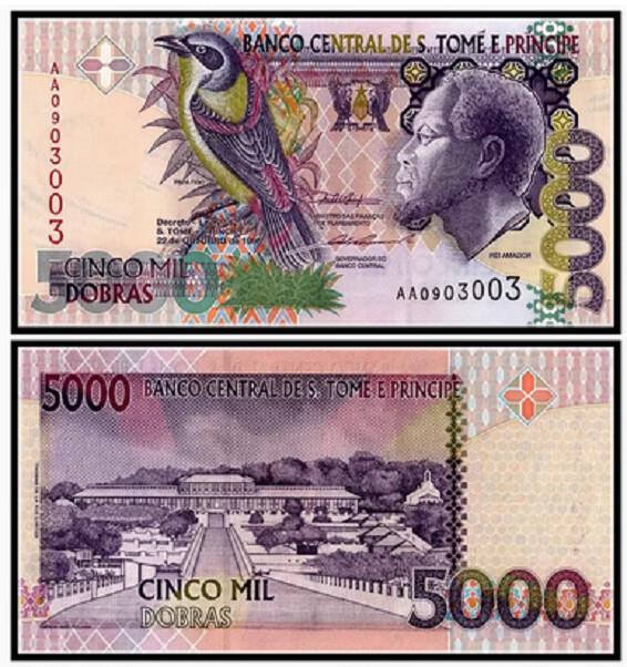 Sao Tome Principe Saint Thomas & Prince 5000 Dobras 1996 P 65 a UNC NEW Banknote