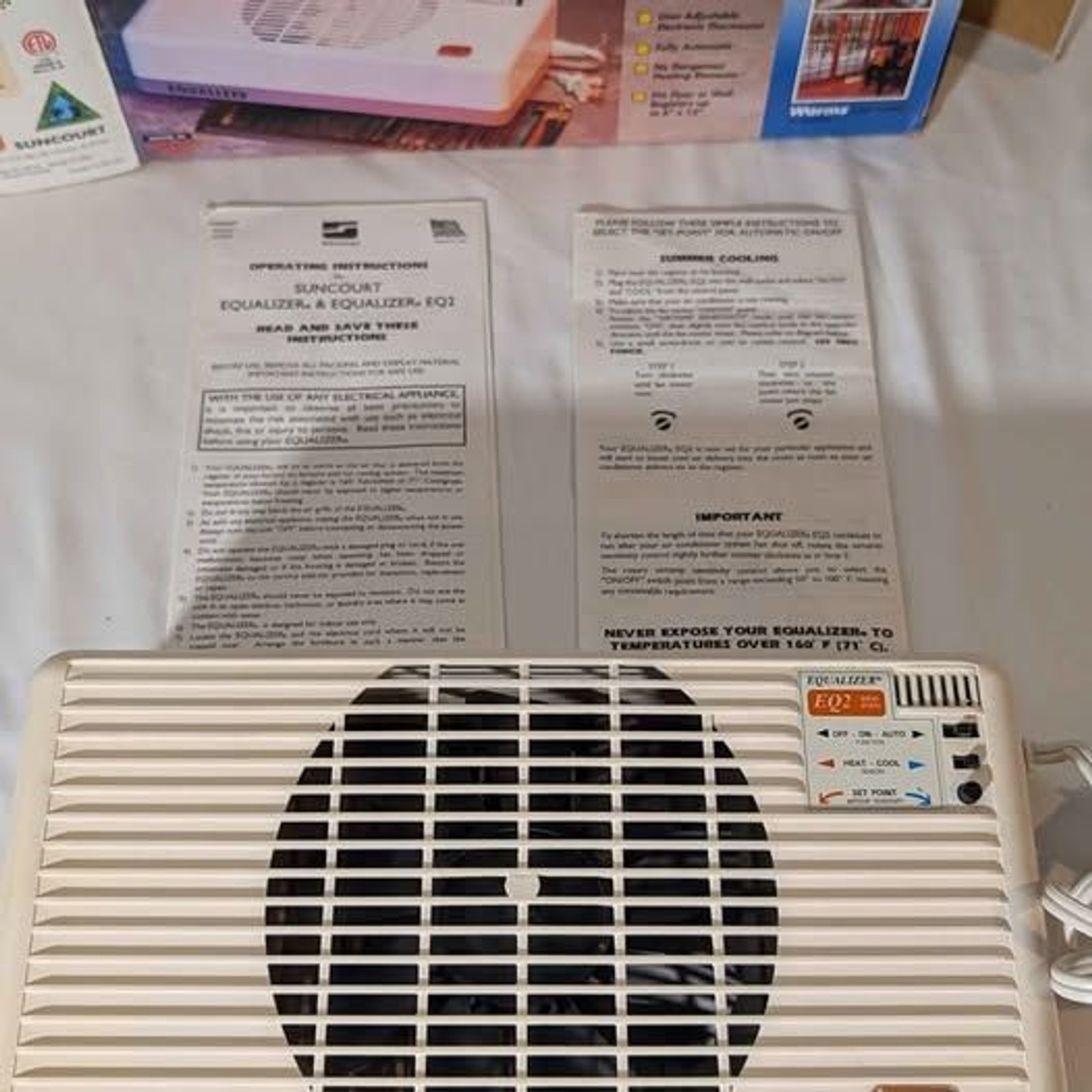 Suncourt Equalizer EQ2 HC300 Register Booster Fan - Tested & Works W/ Box Manual