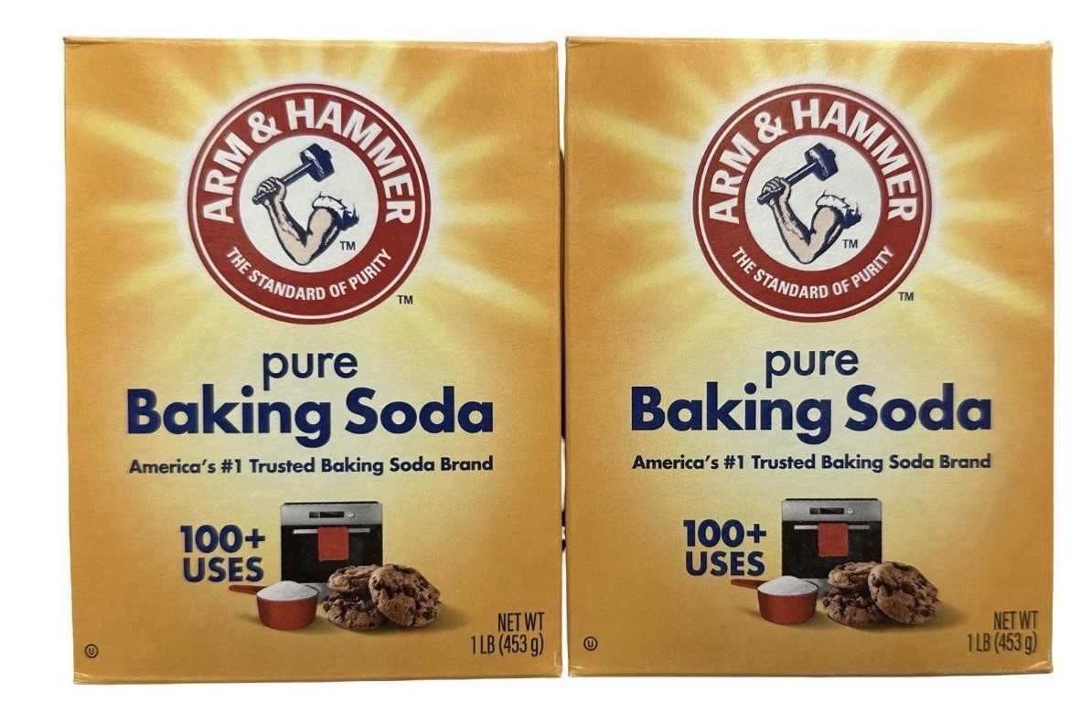 Arm & Hammer Pure Baking Soda 1 lb (453 g) 2 Boxes (2 LB Total) Free Shipping