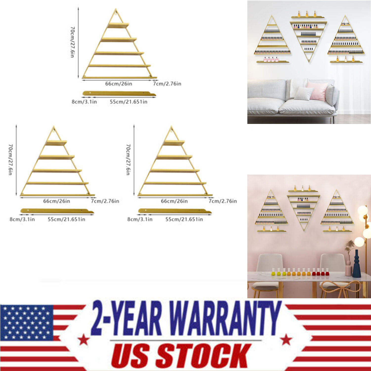 Wall-mounted?5-tier Salon Nail?Polish?Display?Rack Cosmetics Display?Shelves NEW