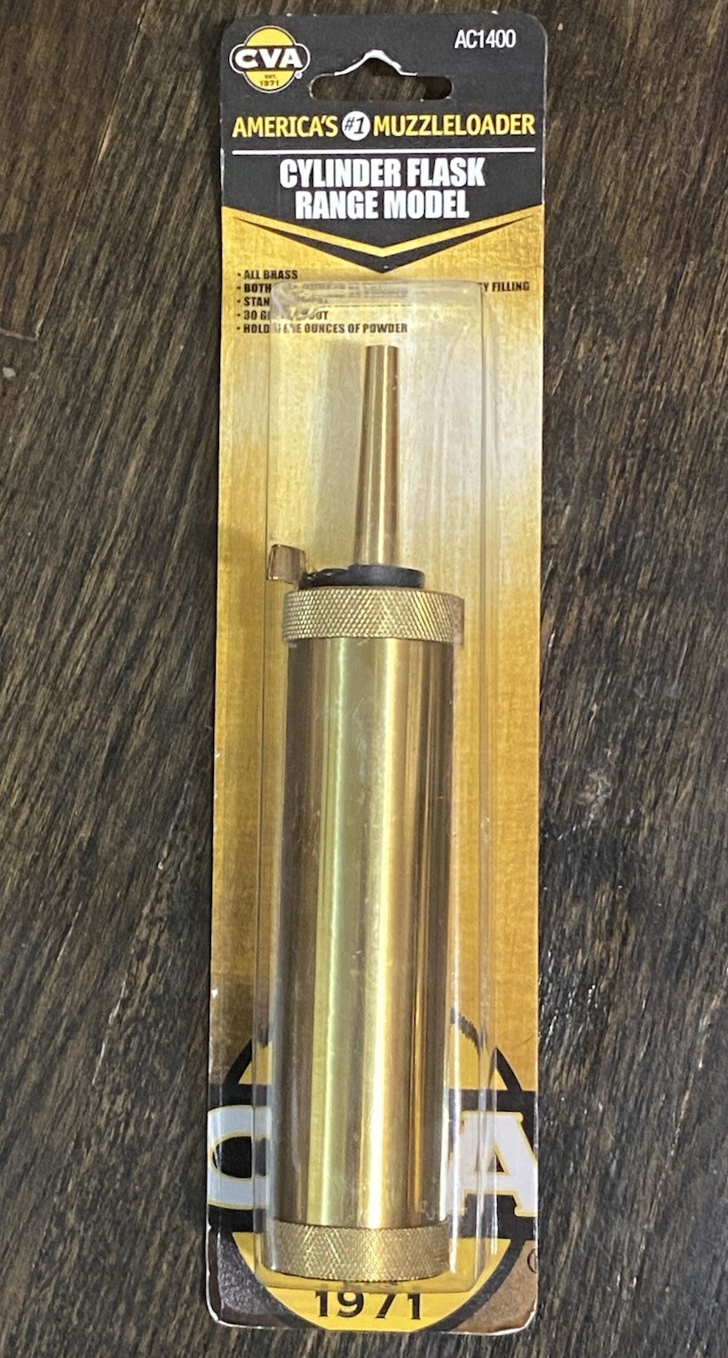 AC1400 All Brass CVA Cylinder Range Flask Holds 5 oz -30 gr. Spout No. 5010 NEW!