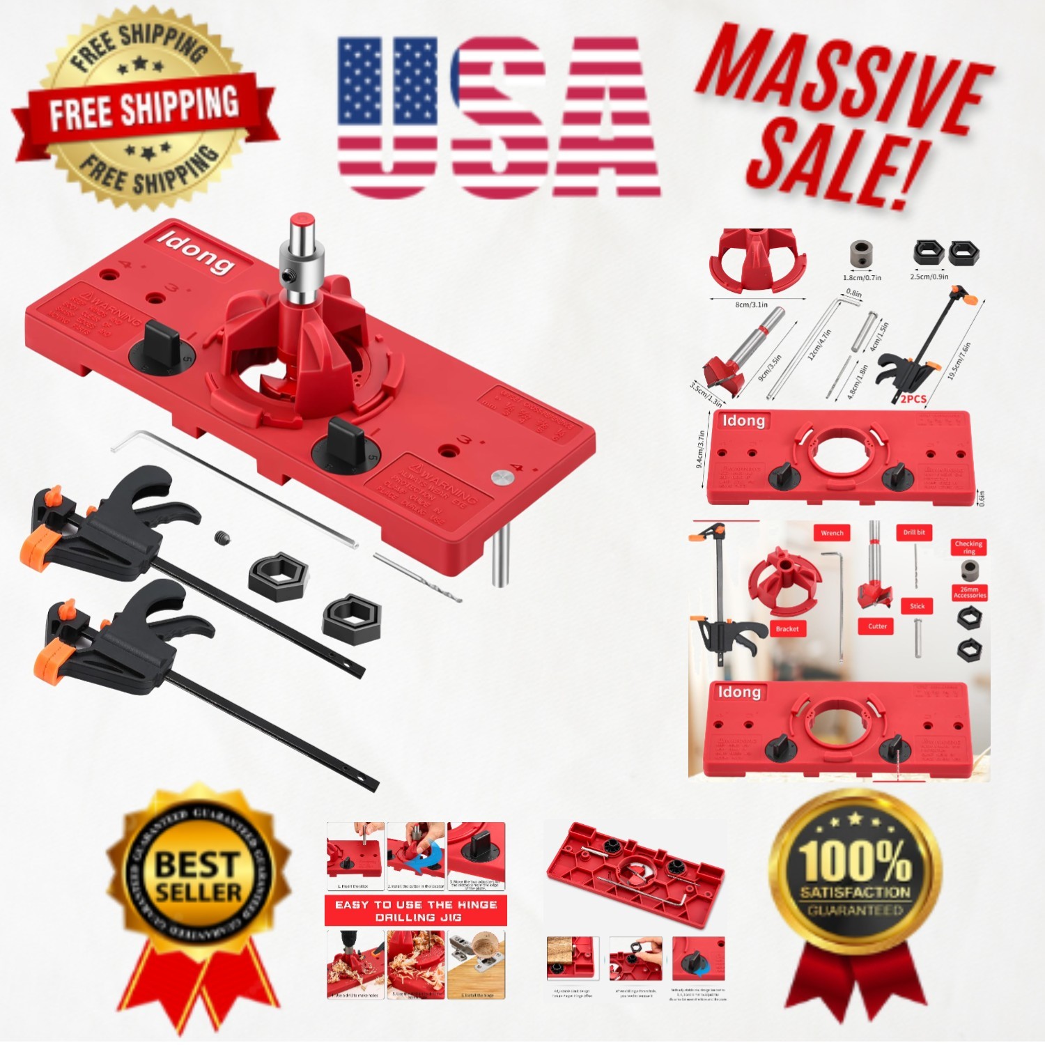 Lightweight 35mm Hinge Drilling Tool with Adjustable Features for Precision Cuts