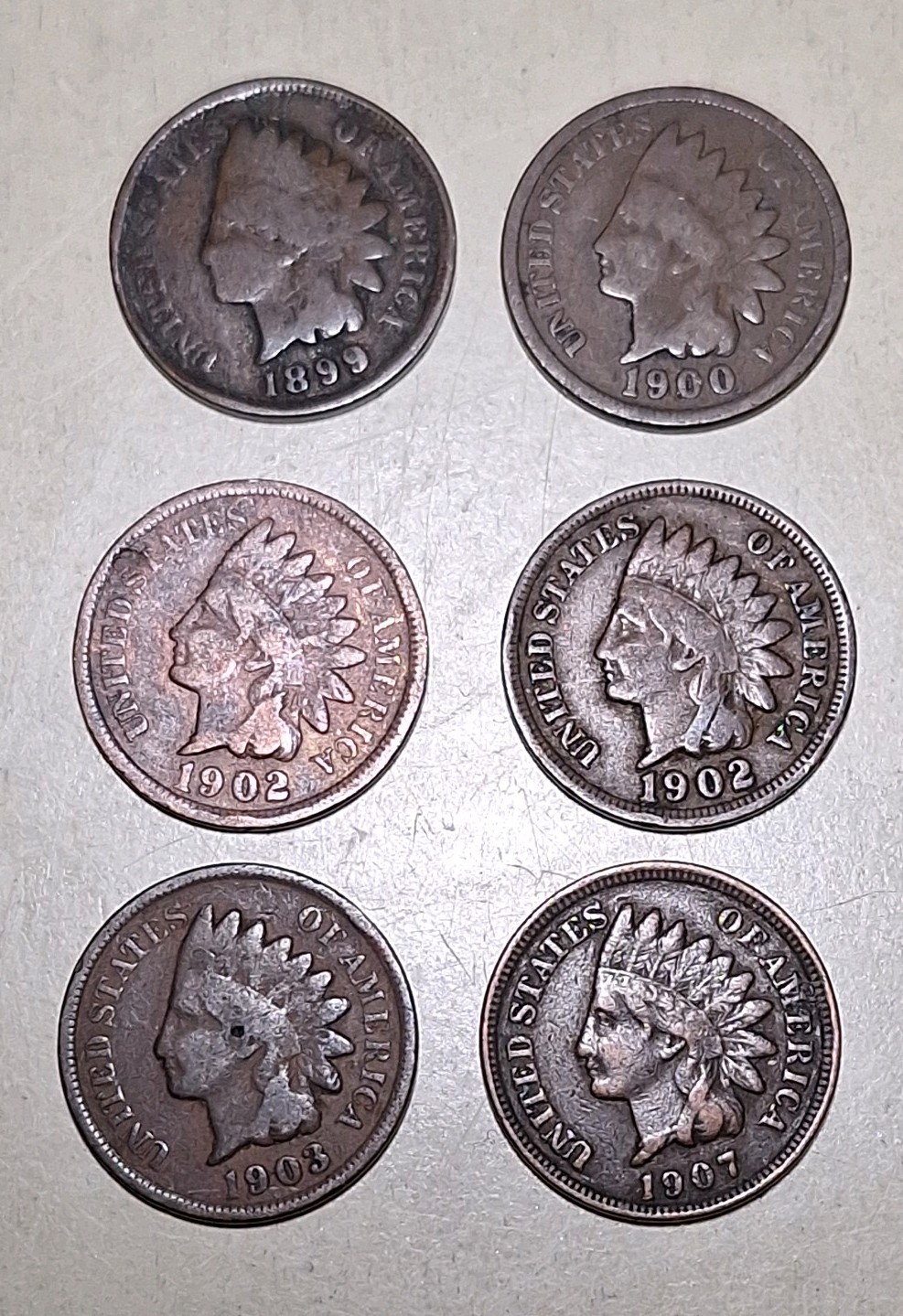 Lot Of 6 Indian Head Pennies, Random Dates  Lot Of 6 NW#689