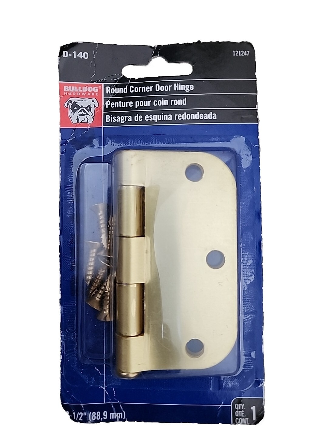 Bulldog Round Corner Door Hinge 3 1/2" Satin Brass Plated D-140