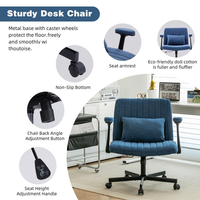 Modern Ergonomic Office Chair Adjustable Height Criss Cross Design W/ Pillow New
