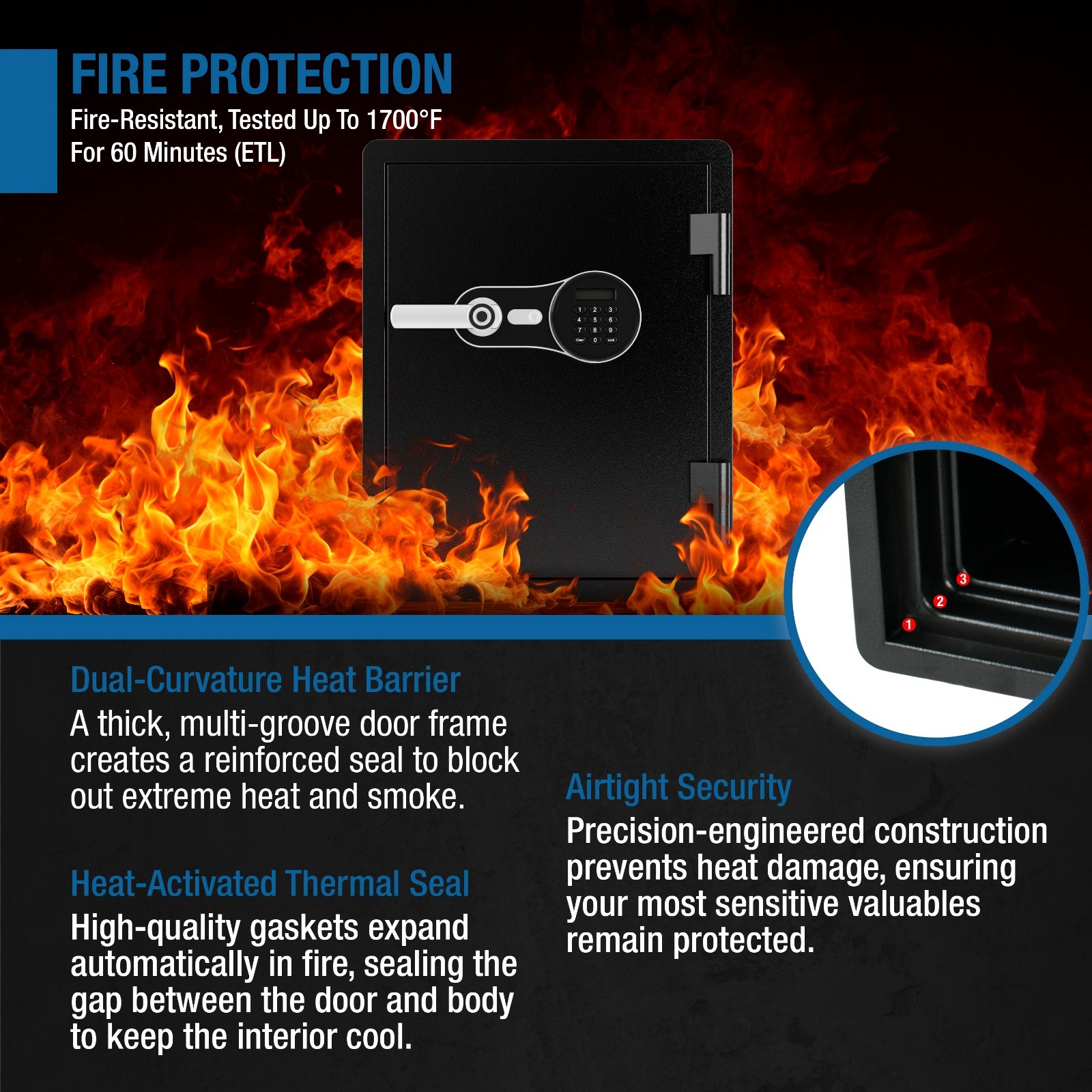 Barska ELT Verified Fireproof Biometric Keypad Lock Safe Home Office Security