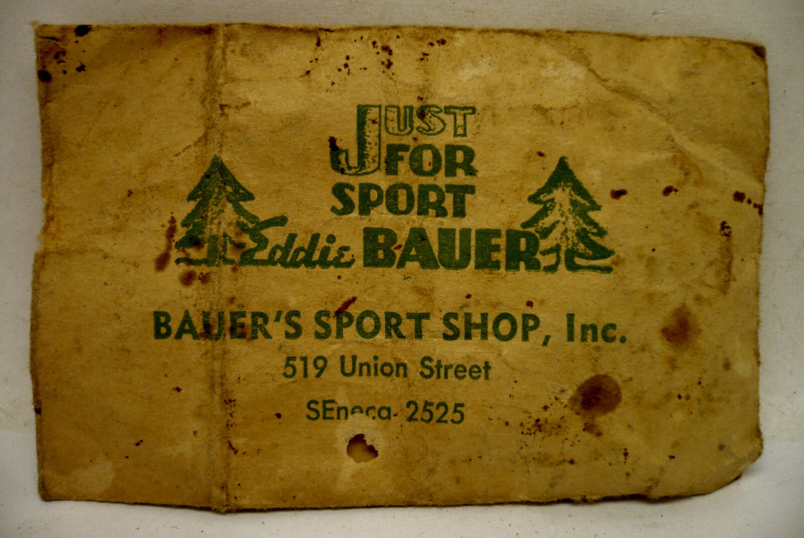Vintage Fishing Eddie Bauer Store Envl w/Brass Swivels 519 Union St SEneca-2525