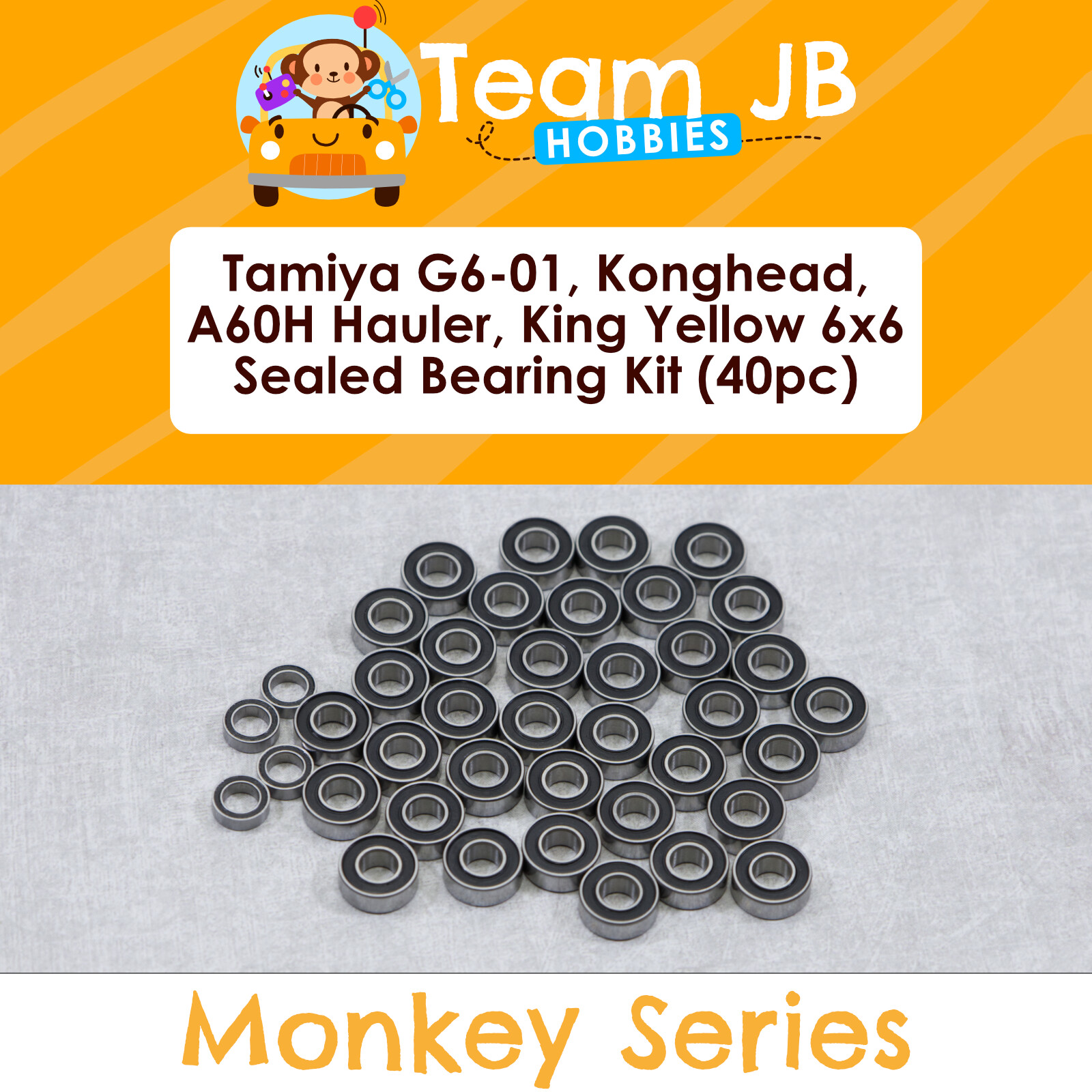 Tamiya G6-01, Konghead, A60H Hauler, King Yellow 6x6 -40 Pcs Sealed Bearings Kit