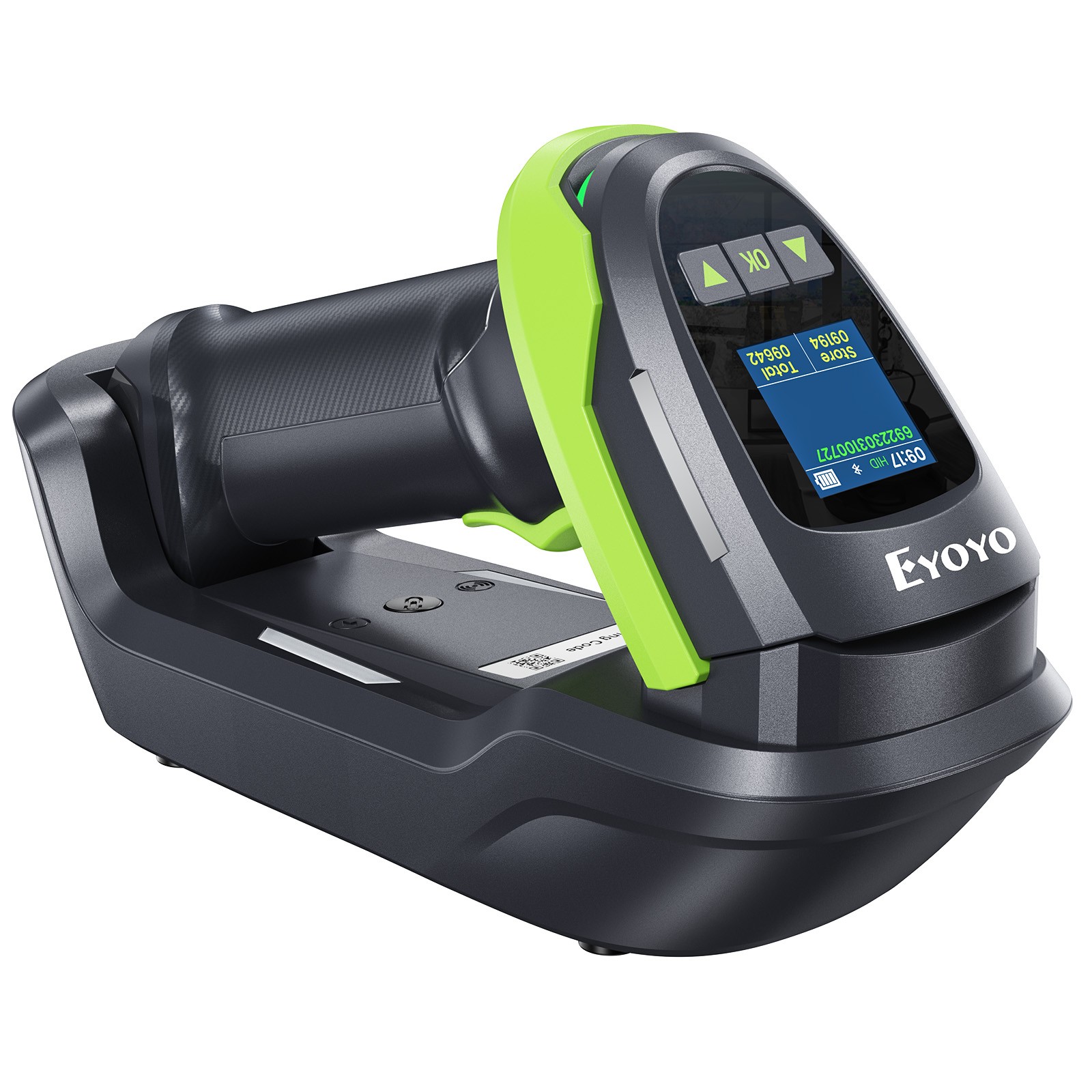 Eyoyo 1.44" LCD Barcode Scanner Wireless with Screen 1D 2D QR Bluetooth Scanner