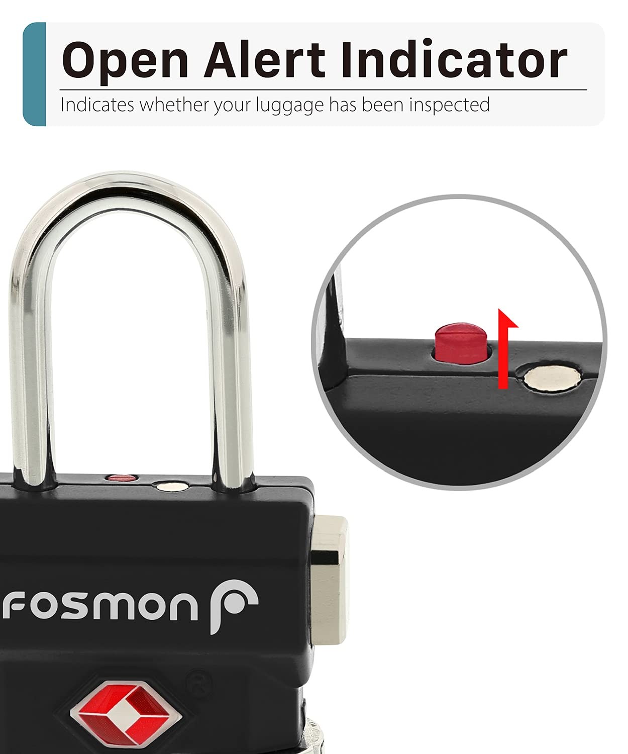 Fosmon Tsa Accepted Luggage Locks 4 Pack Open Alert Indicator 3 Digit