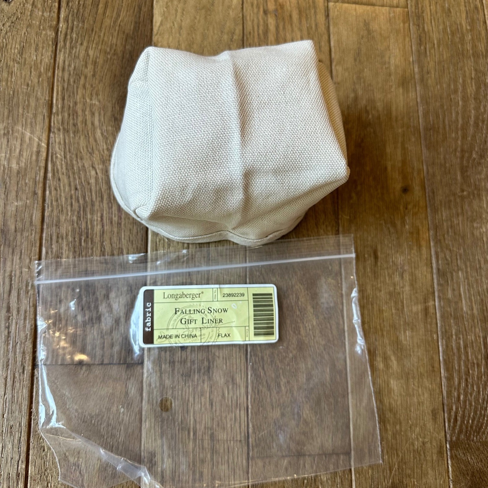 Longaberger Falling Snow Gift Basket Liner - New Flax Fabric