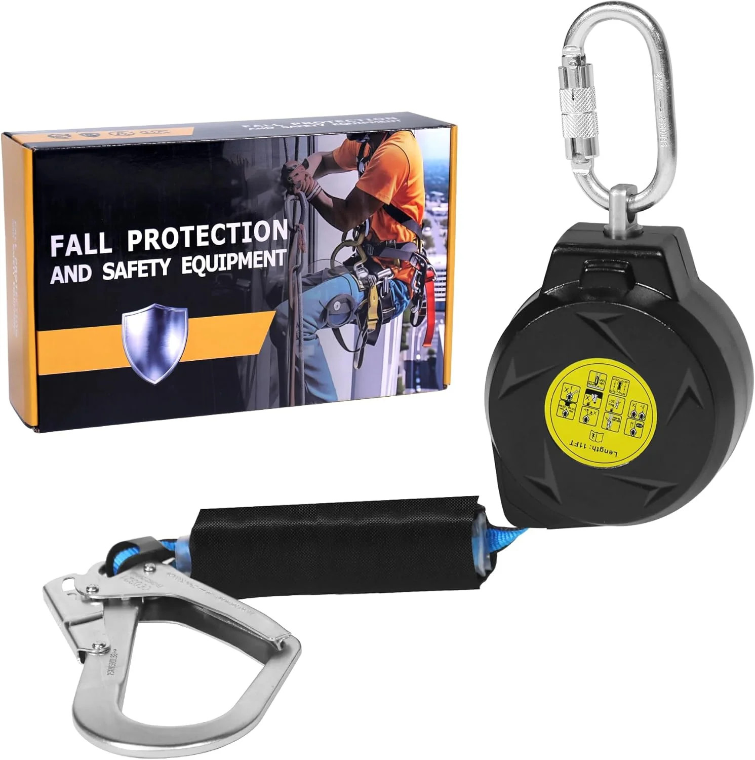 11FT Self Retracting Lifeline Fall Protection Retractable Lanyard, Fall Arrest S