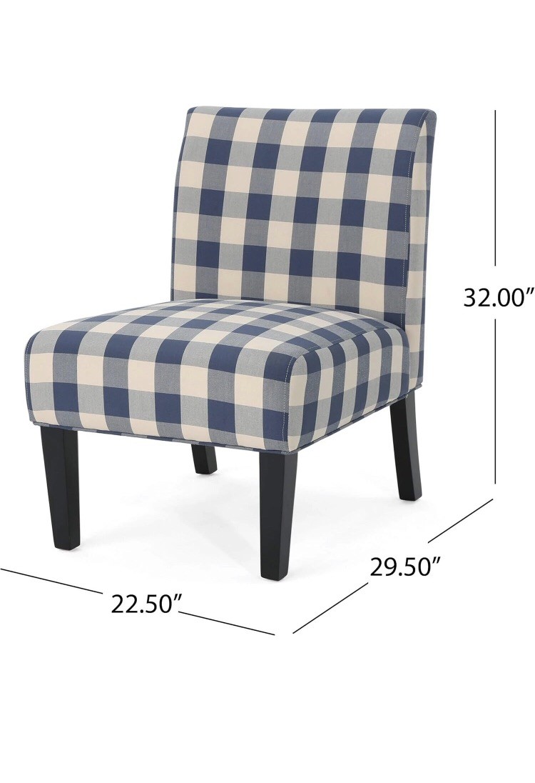 Home Traditional Fabric Accent Chair, Print, Matte Black, 22.5D x 29.5W x 32H in