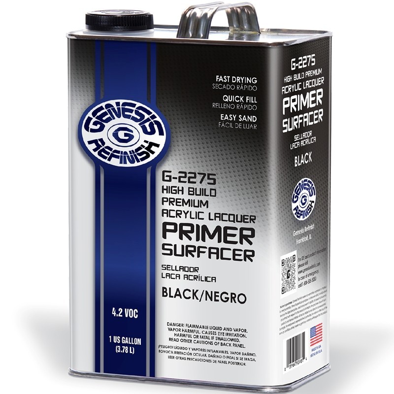 GENESIS REFINISH G-2275 HIGH BUILD BLACK LACQUER PRIMER GAL. - FREE SHIPPING!