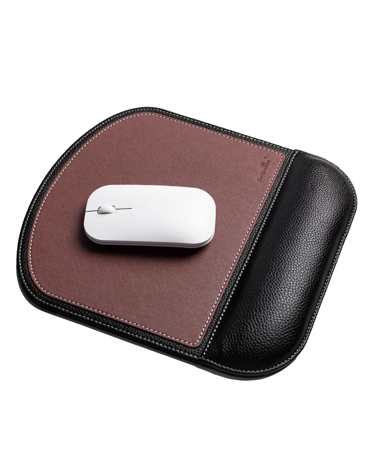 Brown Office Square Leather Mouse Pad with 10.2L x 9.1W inches, BLack+Brown