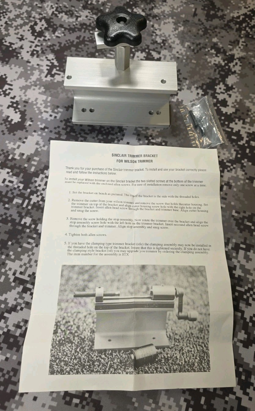 SINCLAIR WILSON TRIMMER BRACKET LE WILSON CASE TRIMMER BENCH MOUNT STAND RELOAD