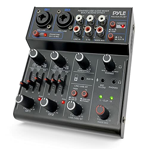 Pyle PAD43MXUBT Professional Wireless DJ Audio Mixer - 4 Channel Bluetooth