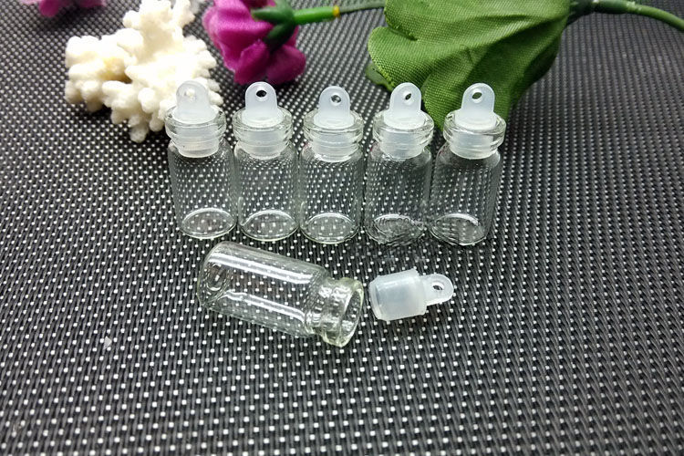 Wholesale 100Pcs 1ML Clear Glass Bottle Sample Mini Vials with Plastic Lid New