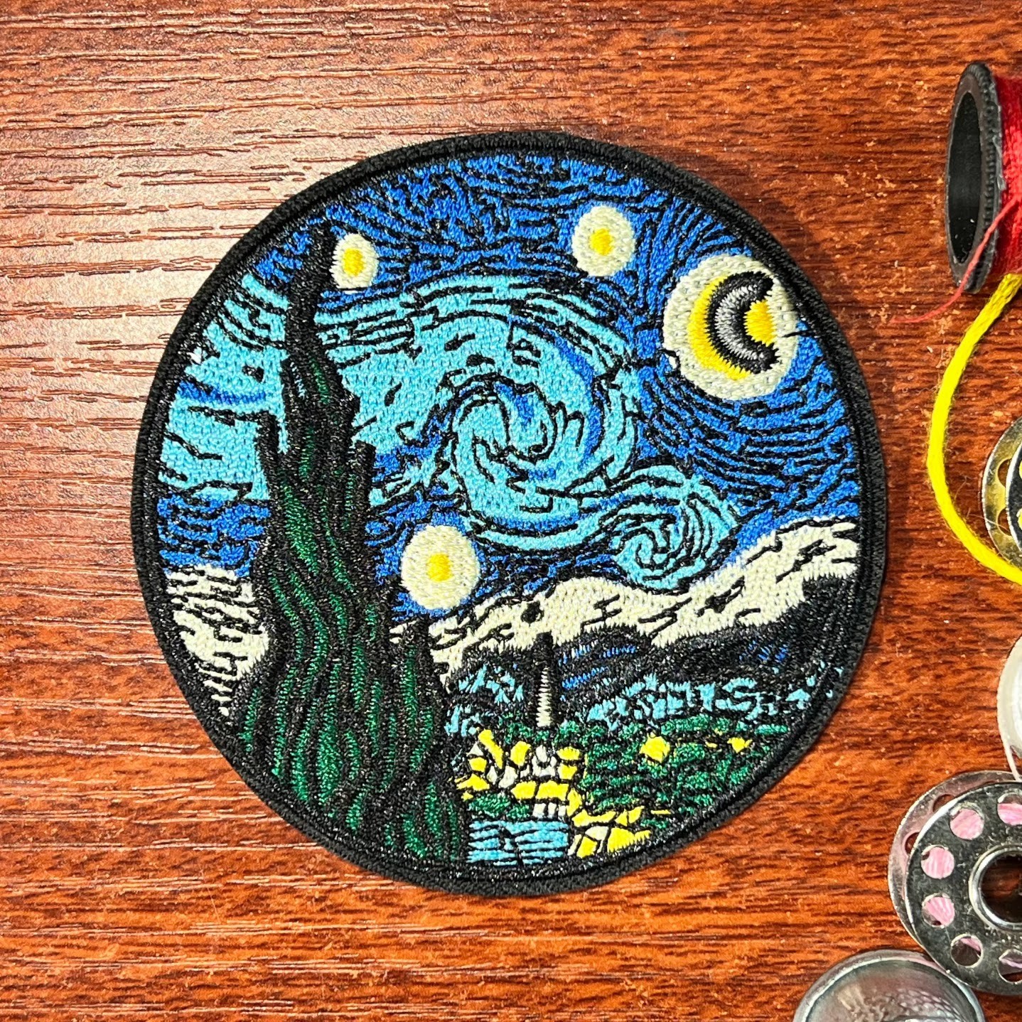 Starry Night Patch Vincent Van Gogh Famous Art Painting Embroidered Iron On 3"