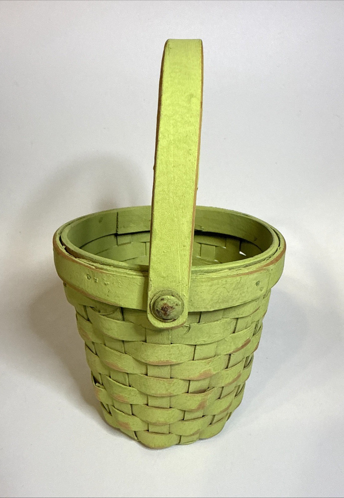 Spring Green Easter Basket 4.5” Tall & Across Swivel Handle