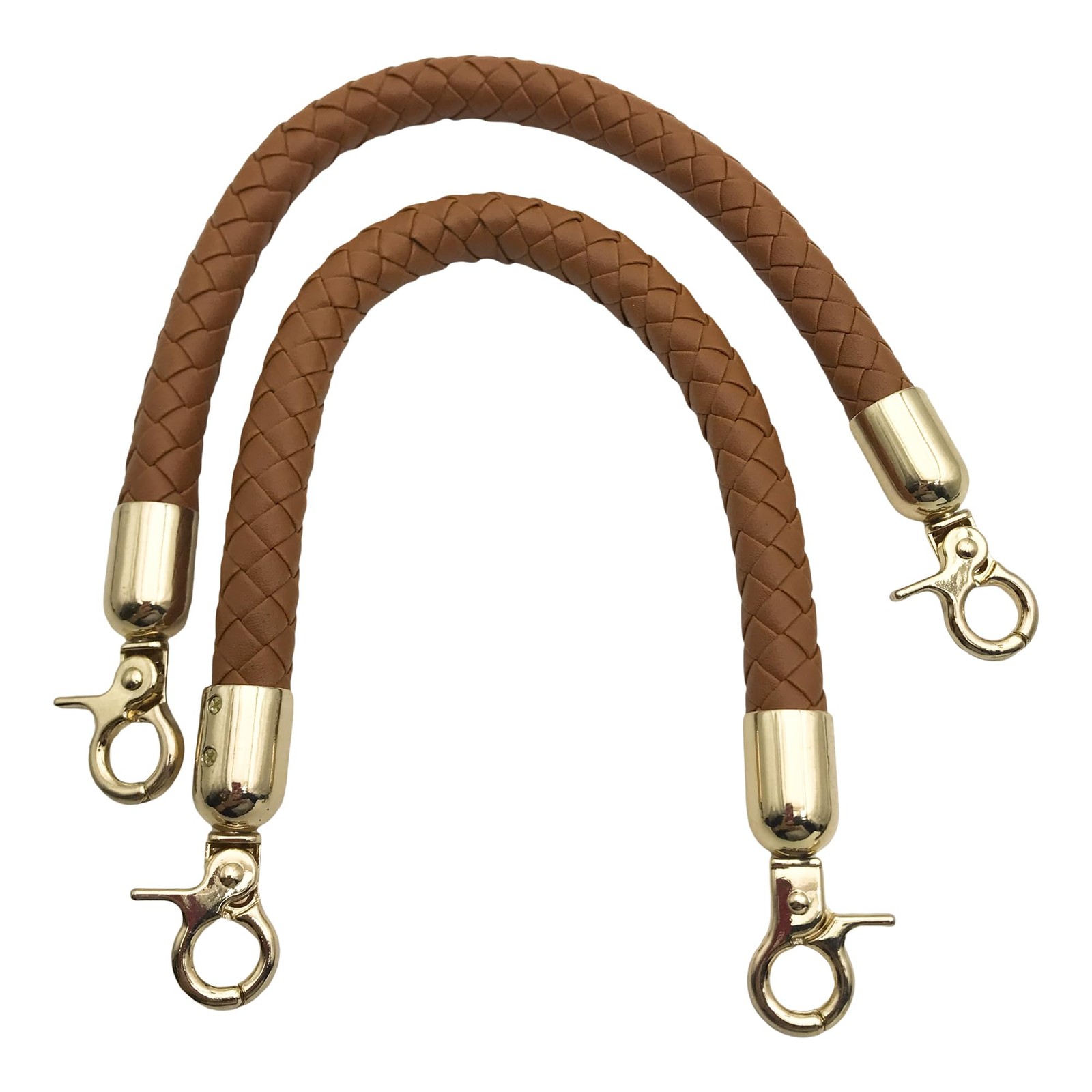 2pcs 30cm PU Leather Handbag Handle, Braided Leather Bag Shoulder Strap, Gold...