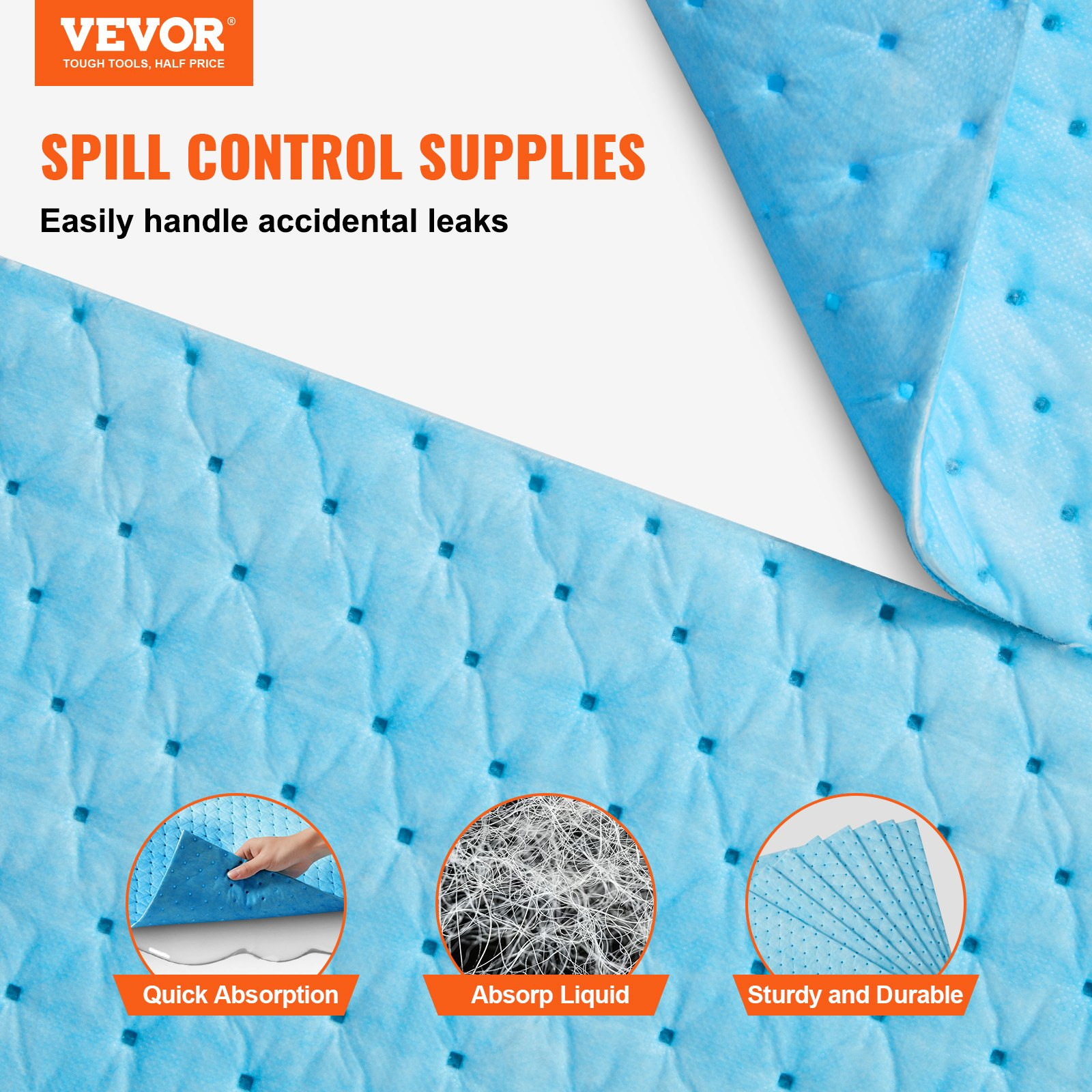 Spill Absorbent Pads, Water Absorbing Mat Pad in Dispenser Box, 30 pcs per Box