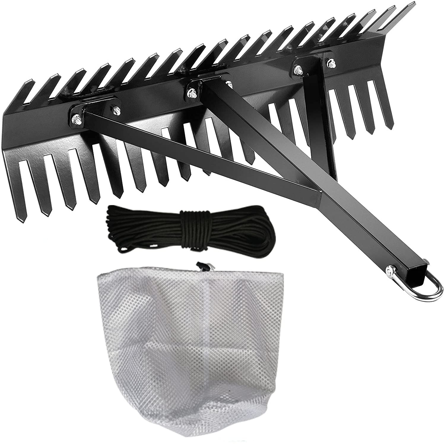 Shengyi Pond Rake - Steel Blades 16-32 inch Aquatic Weed Removal Tool Double ...