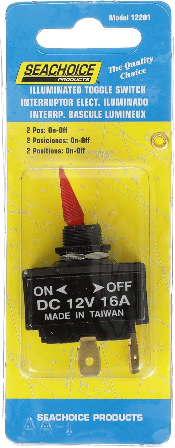 2-Position Illuminated Toggle Switch for Marine 12V On/Off Panel Mount Red