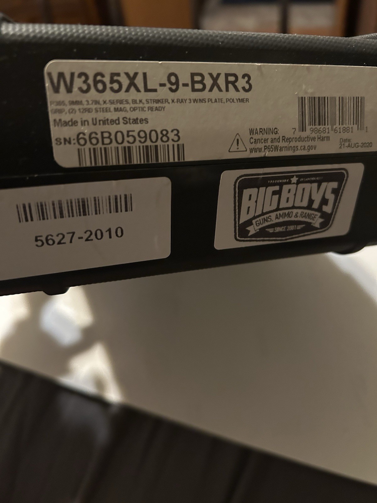 Sig Sauer P365Xl 9mm OEM Hard Plastic Case Box