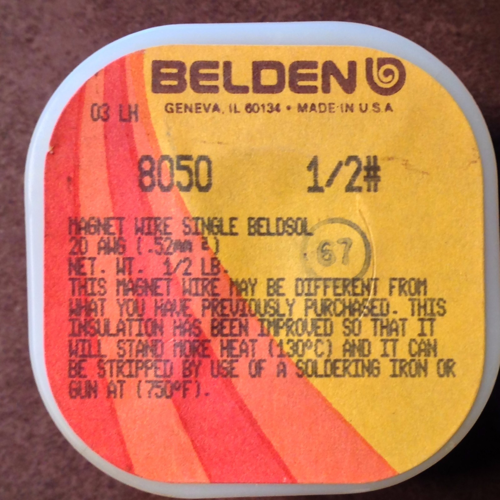 Belden 8050, 20awg Magnet Wire, .5lb, NOS