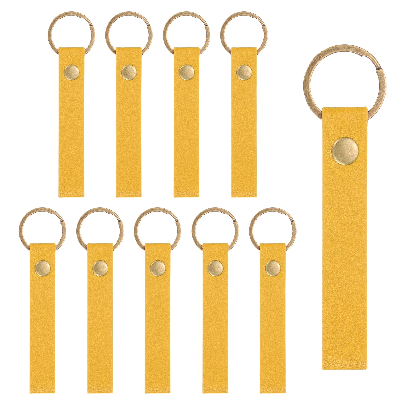 10 Pcs PU Leather Laser Engraving Keychain Blanks (Yellow, 4.5" x 0.6")