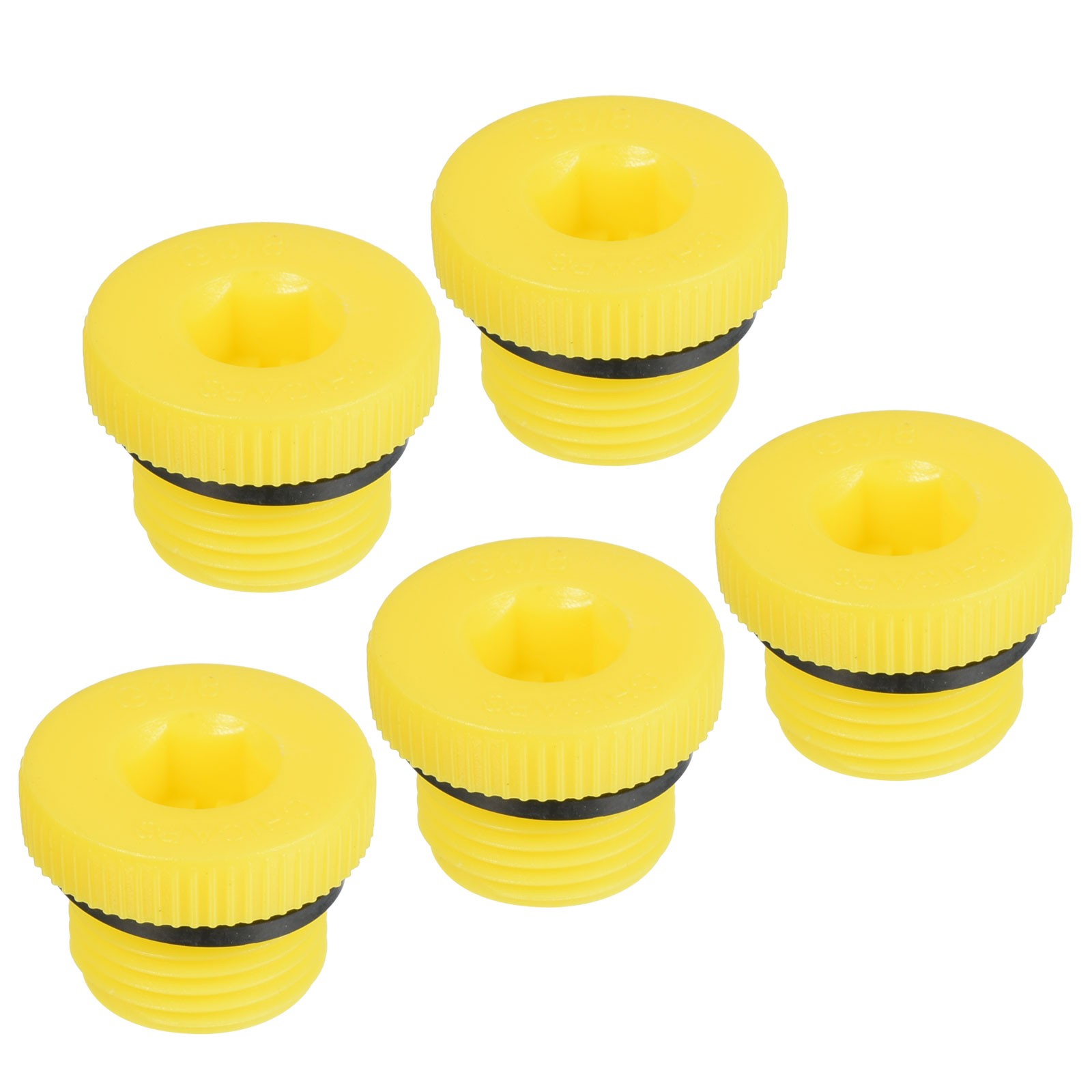 5pcs G3/8 Hold Plugs Plastic Male Thread Hex Socket Sealing End Cap, Yellow