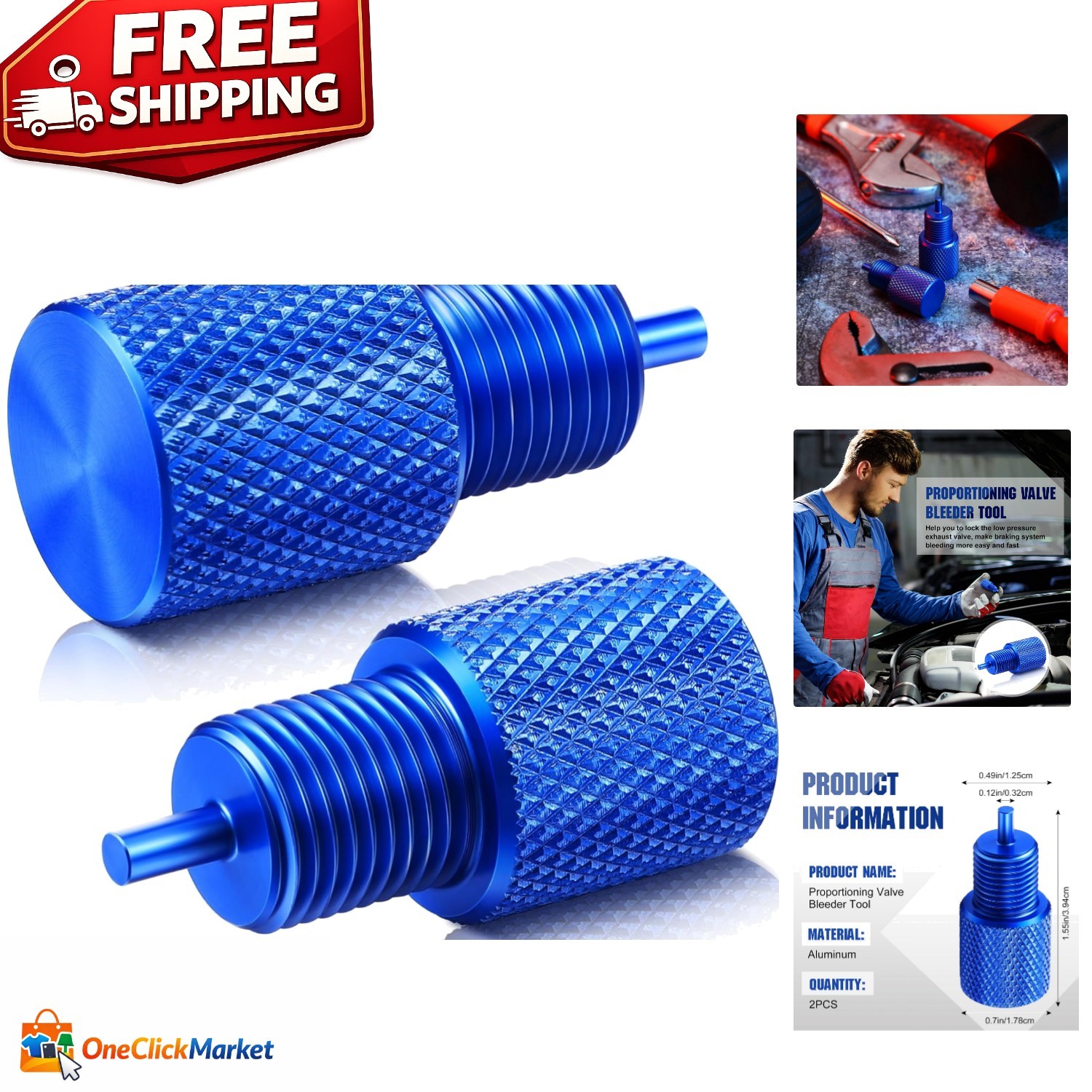 High-Quality Brake Proportioning Valve Bleeder Tools - 2 Count Blue Aluminum Set