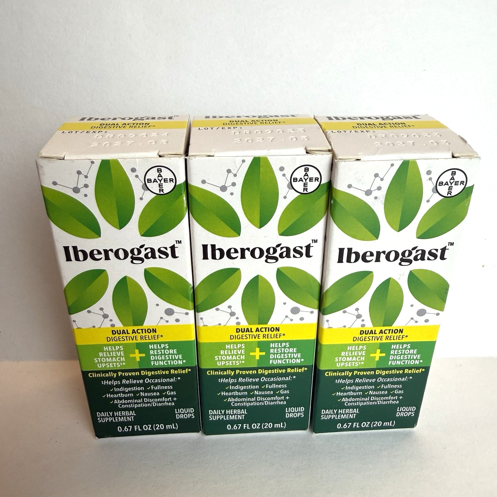 Iberogast Dual Action Digestive Relief Liquid Drops 0.67fl oz (20mL) x 3 Bottles