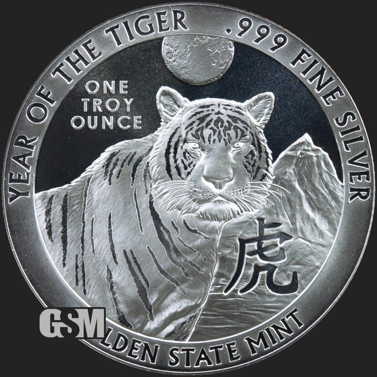 2022 Lunar Year of the Tiger 1 oz .999 Fine Silver Round BU Coin FREE SHIPPING
