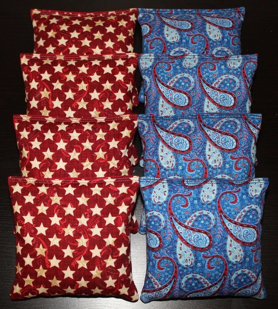 Patriotic AMERICAN STARS Blue & Red Cornhole Bean Bags ACA Regulation Quality!!