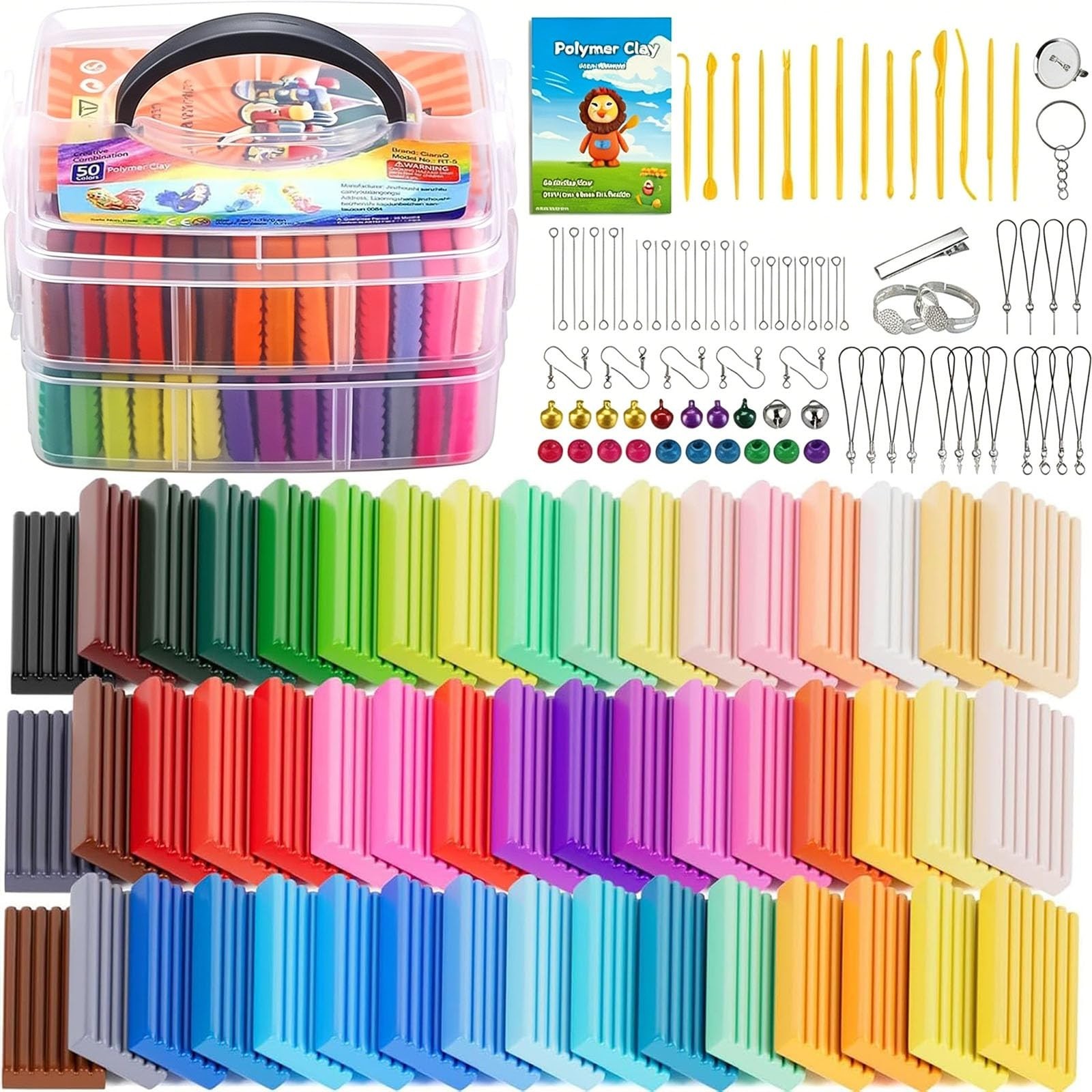 CiaraQ Polymer Clay 50 Colors Starter Kit - Oven Bake Modeling Clay for Kids ...