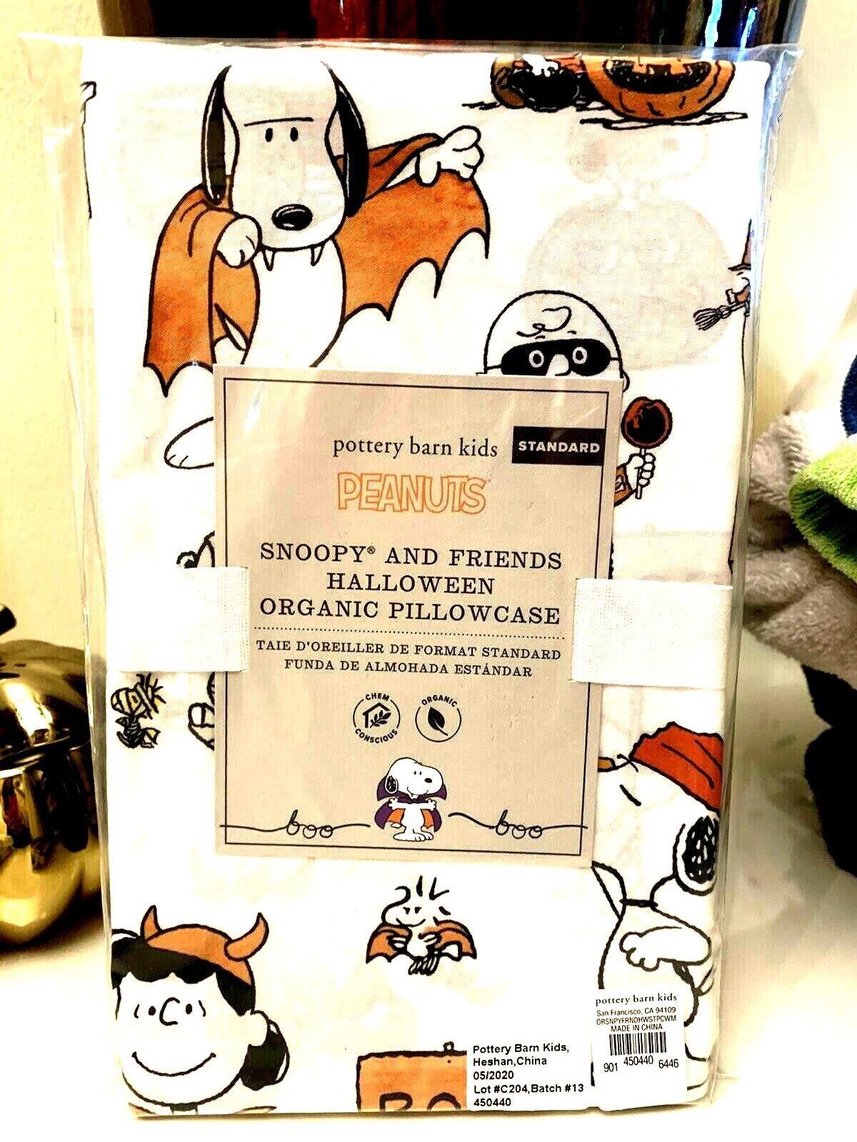 Snoopy Peanuts Pottery Barn Holiday pillowcase School Halloween Disney dog kid "