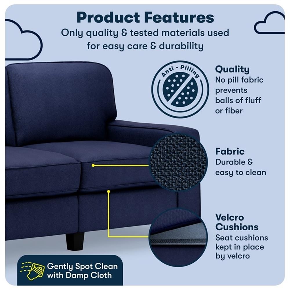 Bowery Hill 61" Track Arm Sofa Loveseat with Removable Covers Navy Blue
