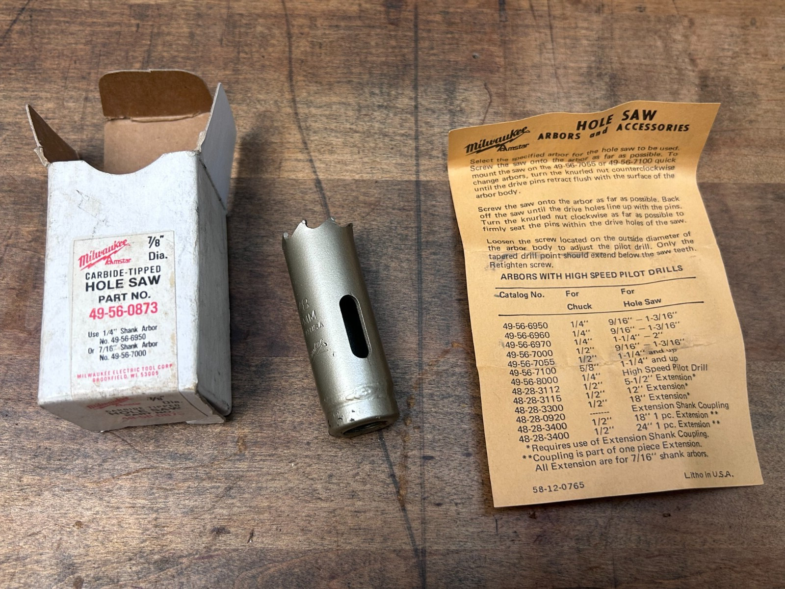 Milwaukee Old Stock USA 49-56-0873 7/8" Heavy Duty Carbide Hole Saw READ