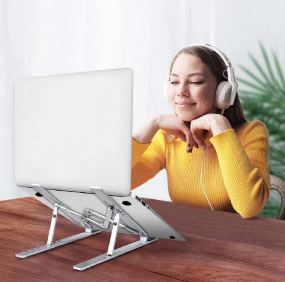 Adjustable Aluminum Laptop Stand - Portable Desk Riser, Ergonomic Laptop Holder