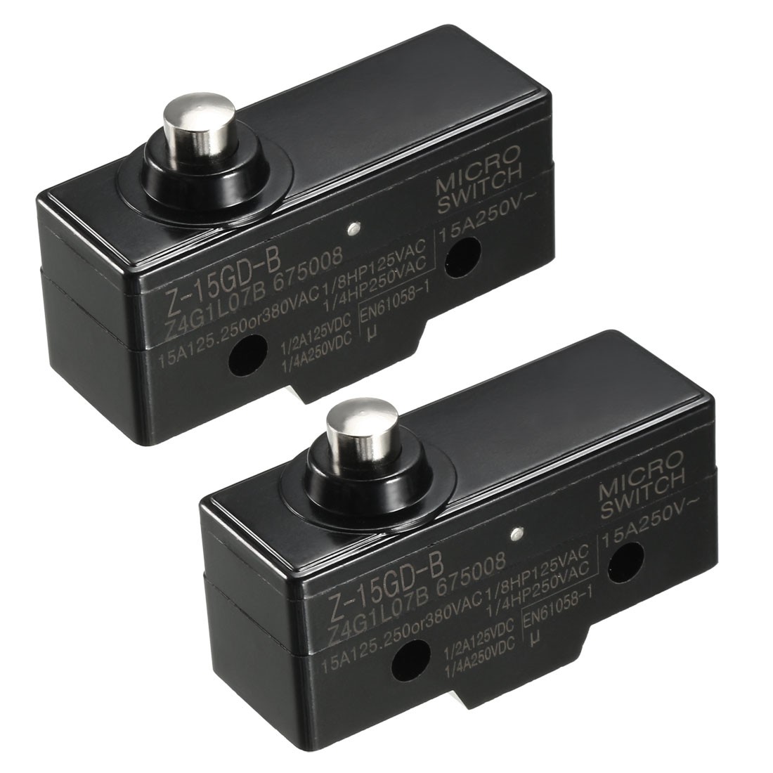2PCS Z-15GD-B 1NO + 1NC Short Reed Snap Button Lever Type Micro Switches