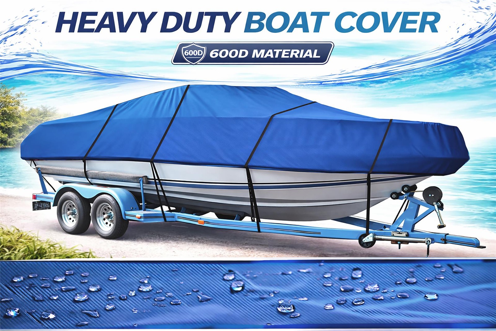 BLUE BOAT COVER FOR DIXIE 172 O/B 1975-1978