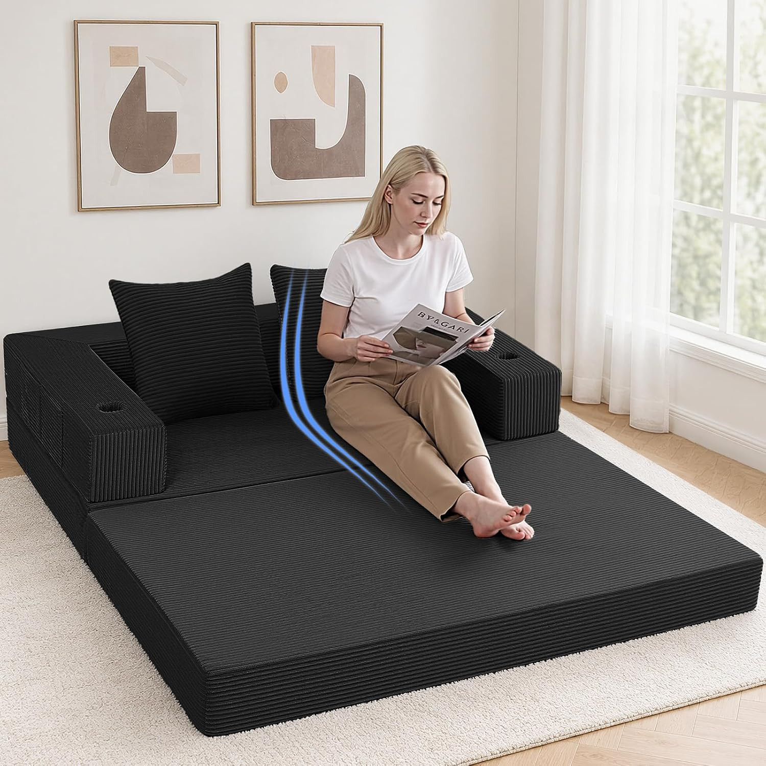 Futon Sofa Bed Convertible Couch Folding Floor Sleeper Mattress Low Profile