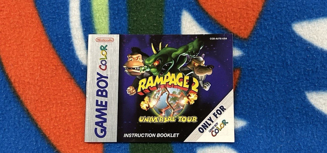 Nintendo Video Game Boy Color Instruction Manual Rampage 2: Universal Tour