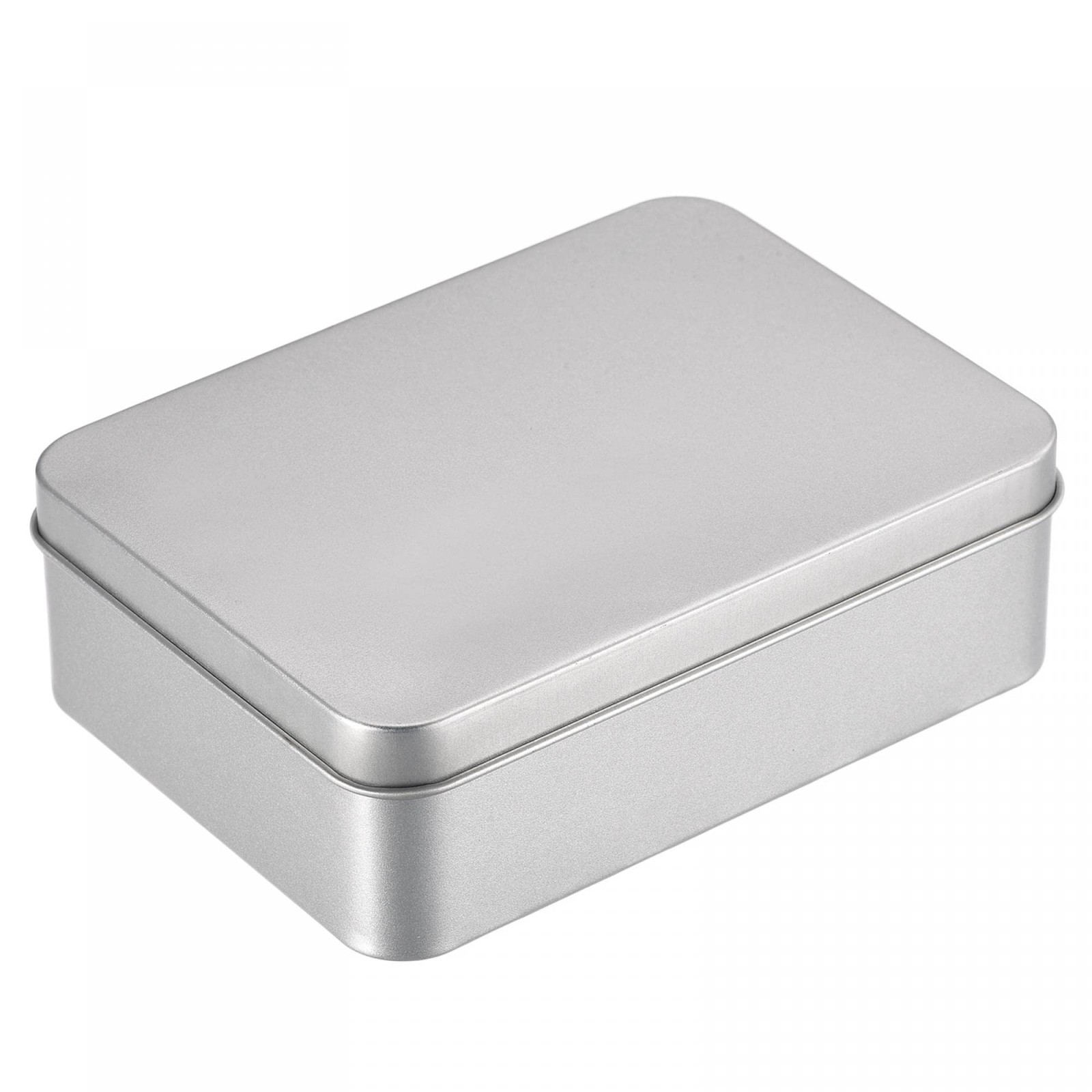 uxcell Metal Tin Box, 4.92" x 3.54" x x x 1.57", Silver Tone