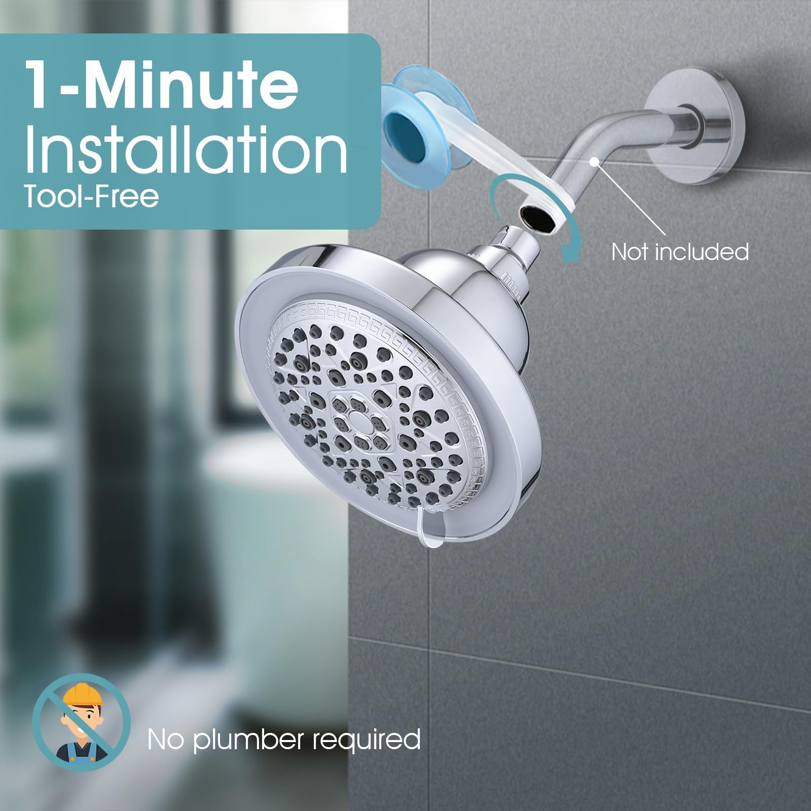 DPBath LED Shower Head Color Changing, High Pressure Light Up Shower Head wit...