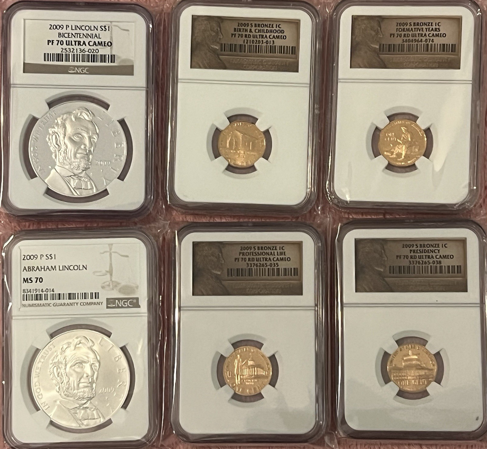 2009 S Lincoln Bicentennial 6 Coin Proof Set NGC PF70RD Ultra Cameo(+2 Silver$1)