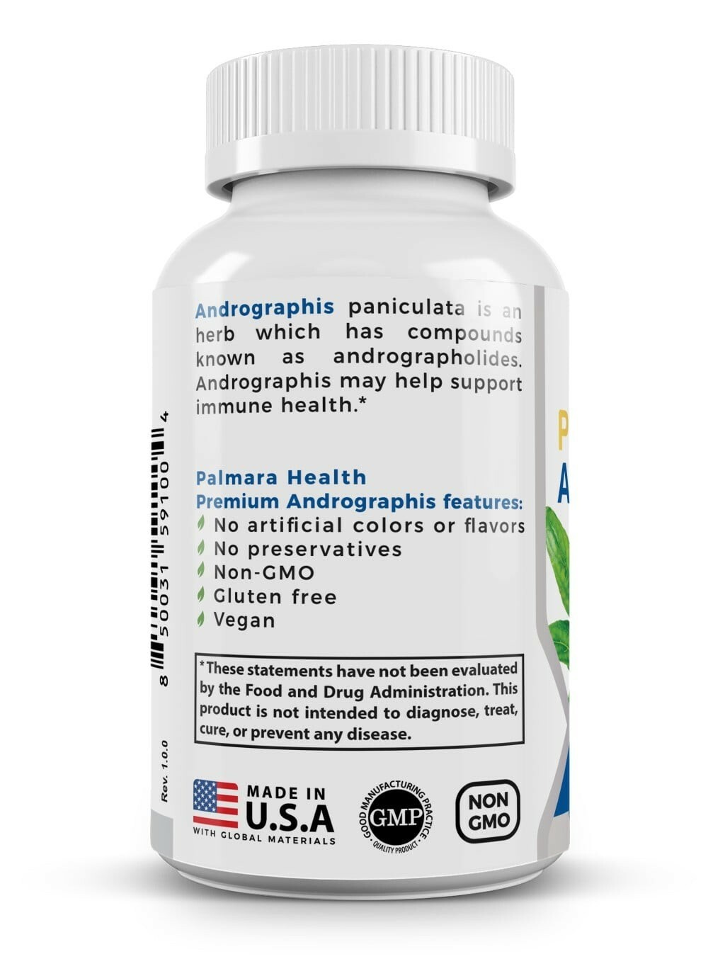 Premium Andrographis Extract 1,200mg (100mg Andrographolides), 120 Capsules