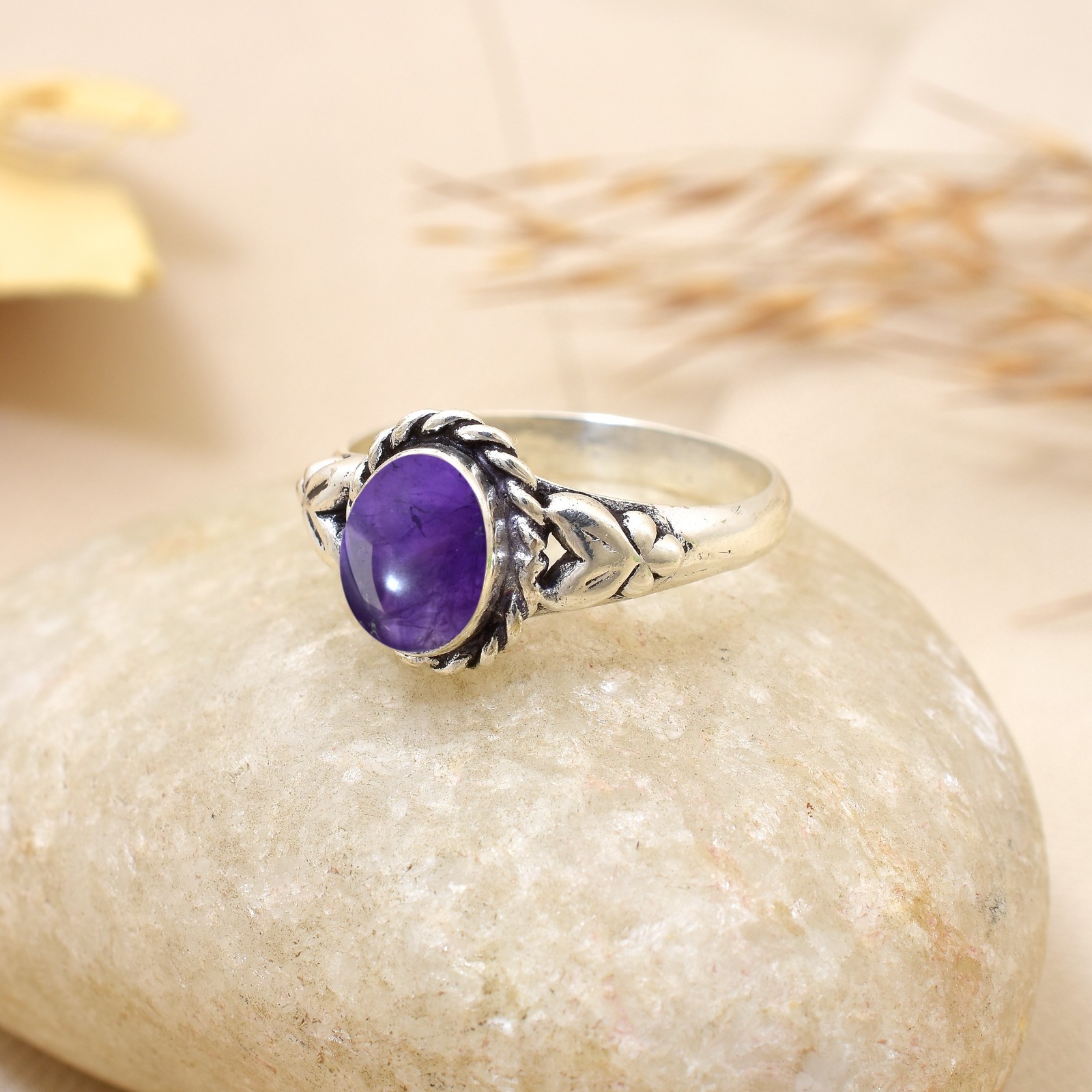 Solid-925 Sterling Silver | Handmade Comfortable Women Ring |Gemstone Blue-Lace